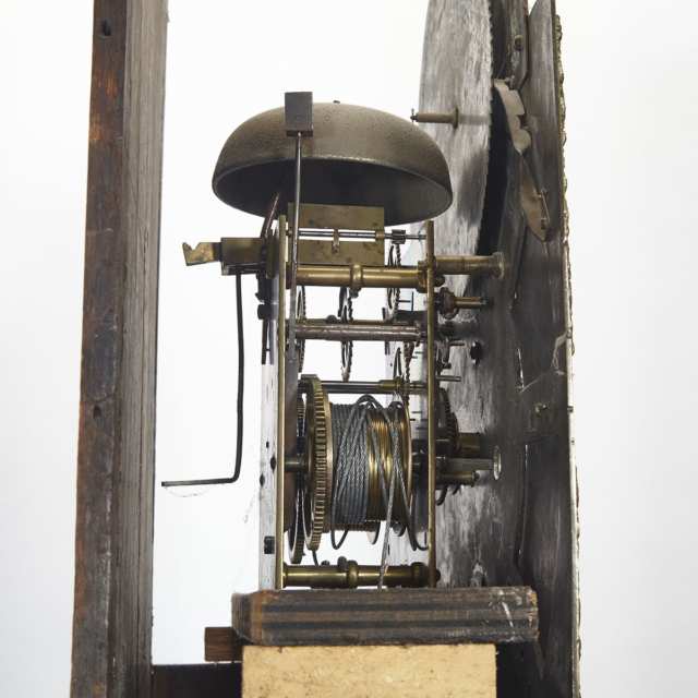 English Flame Mahogany Tall Case Clock, mid 18th century