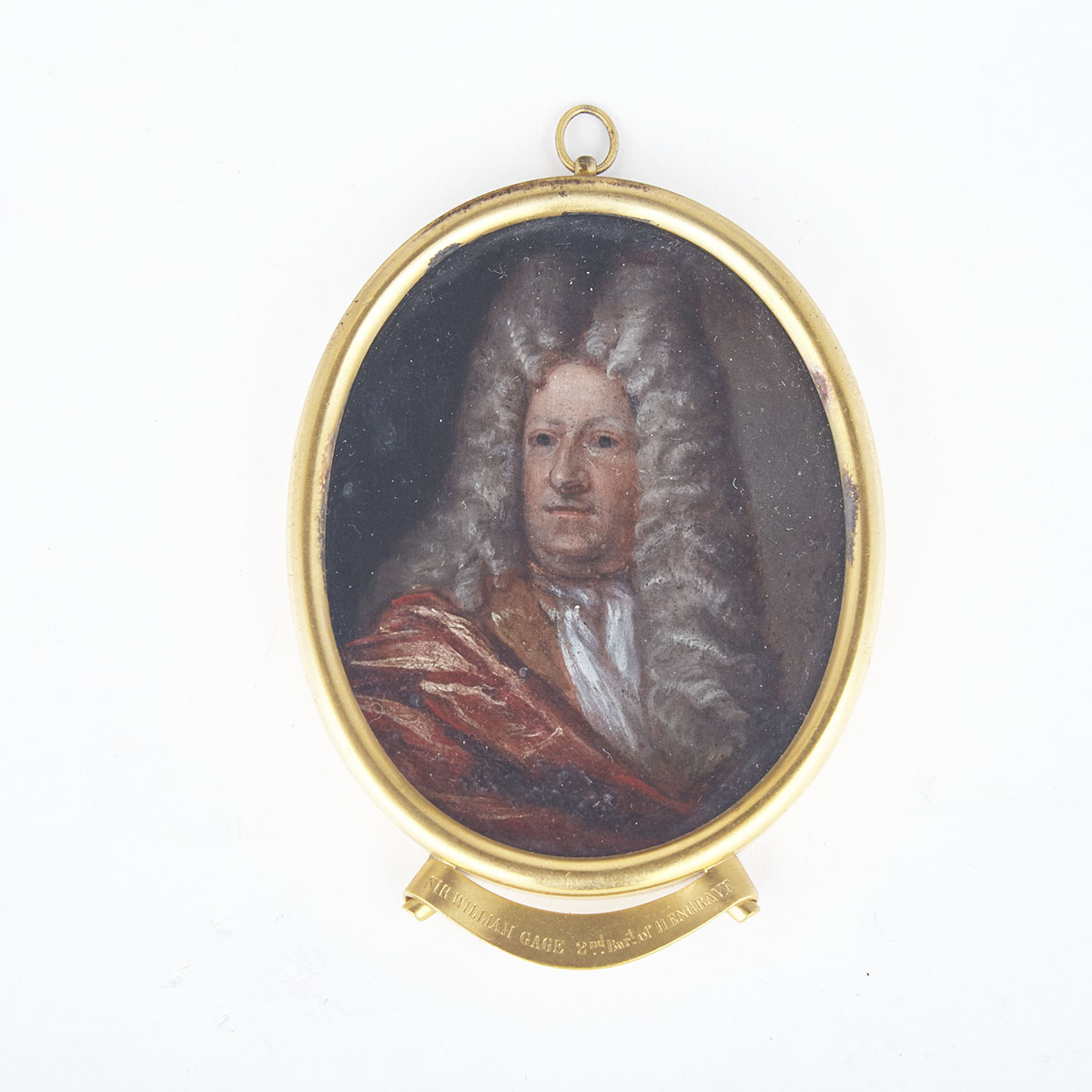 British School Portrait Miniature of Sir William Gage, 2nd Baronet of Hengrave (c.1651-1727) late 17th/early 18th century