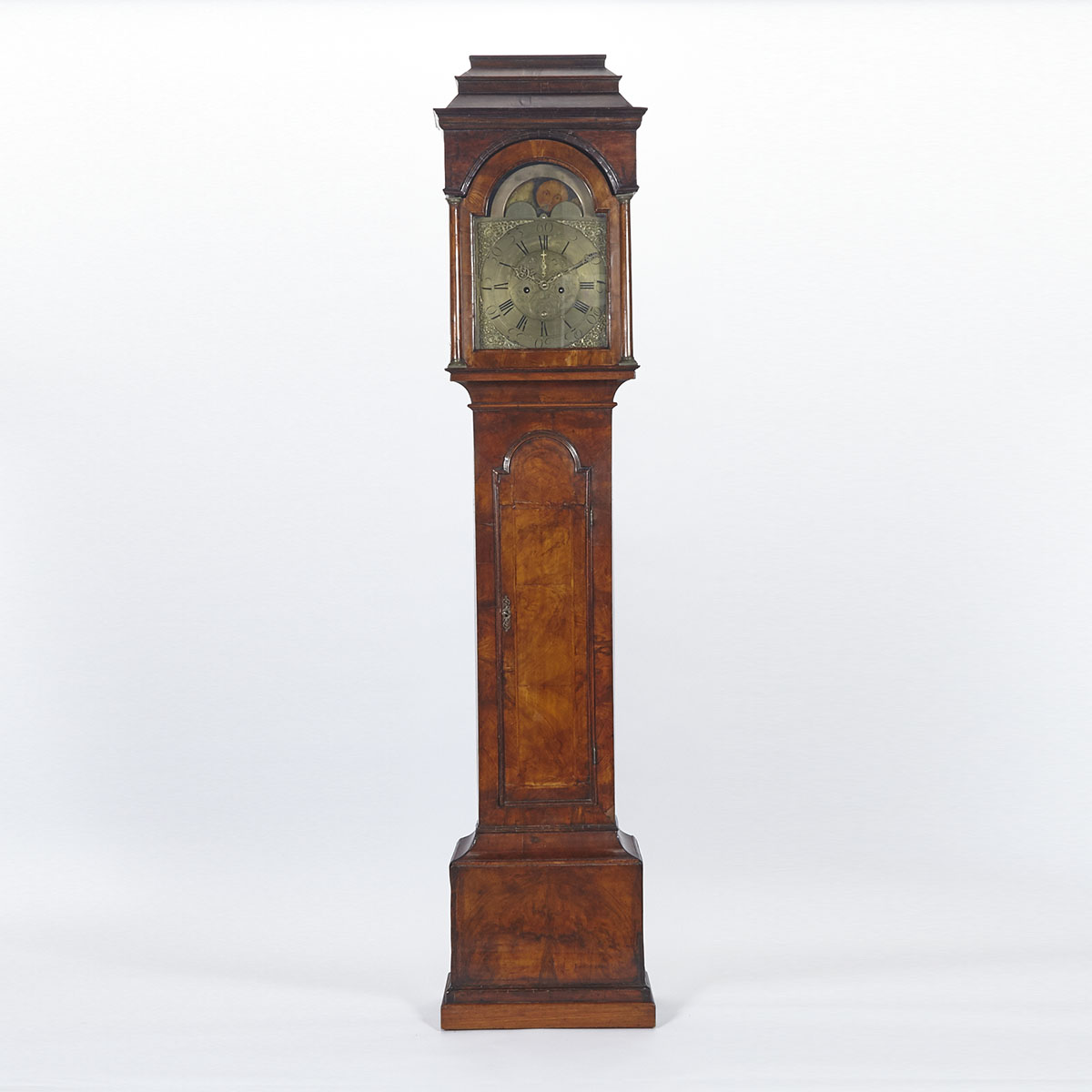 English Flame Mahogany Tall Case Clock, mid 18th century