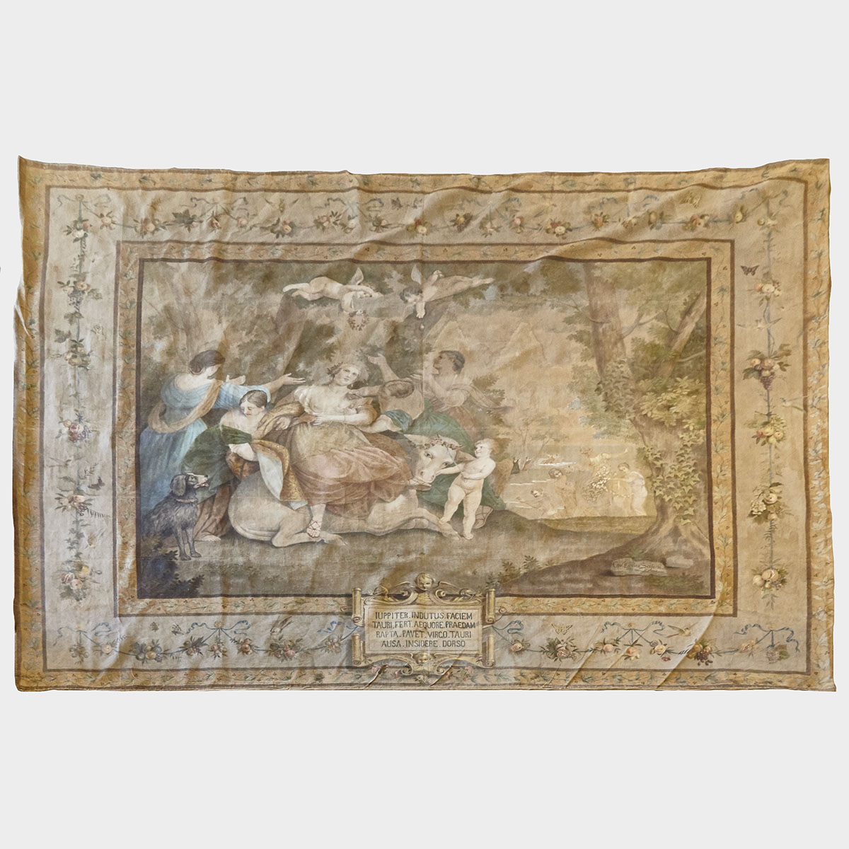Large Painted Wall Hanging of The Rape of Europa after Veronese, by Enrico Scifoni (Italian, fl. 19th/early 20th century)