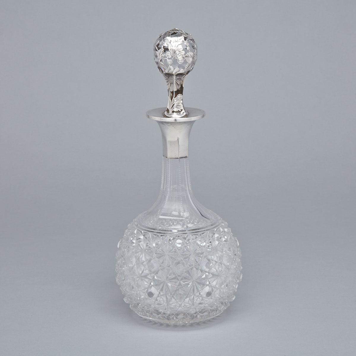 American Silver Mounted Cut Glass Decanter, Gorham Mfg. Co., Providence, R.I., 1892