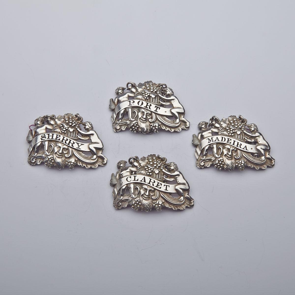Set of Four George III Silver Wine Labels, Thomas Phipps & Edward Robinson, London,1806/07 