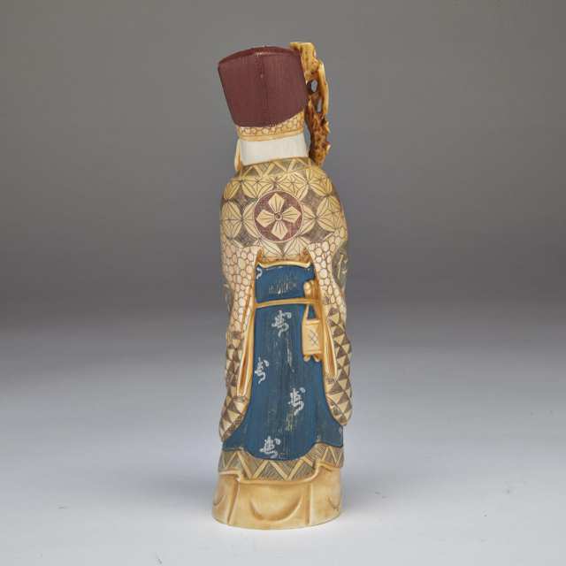 Tinted Ivory Okimono of a Sage, Meiji Period, Circa 1900