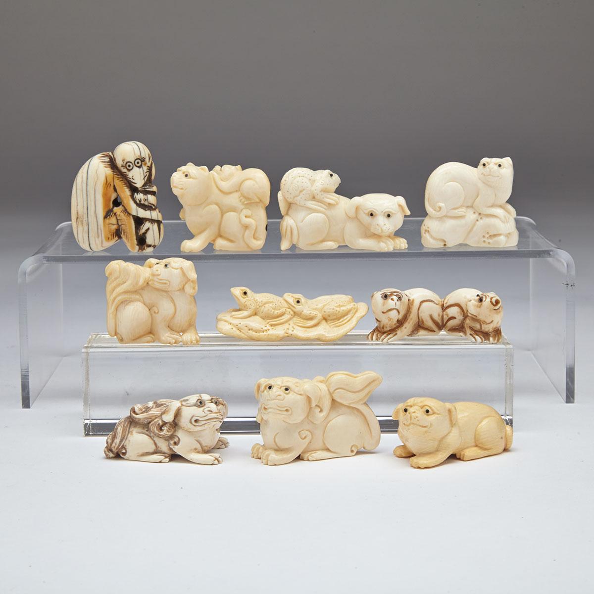 Group of Twelve Ivory Animal Netsukes