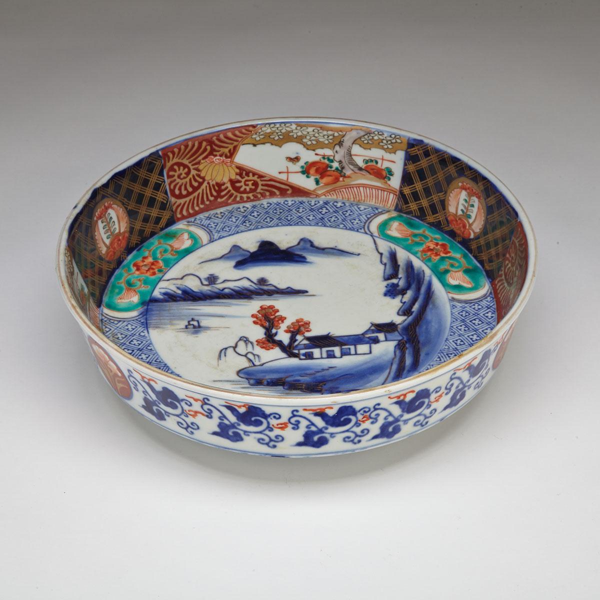Large Imari Landscape Bowl, Circa 1900