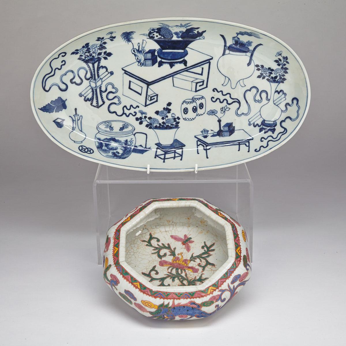 Blue and White ‘100 Antiques’ Platter, Guangxu Mark 