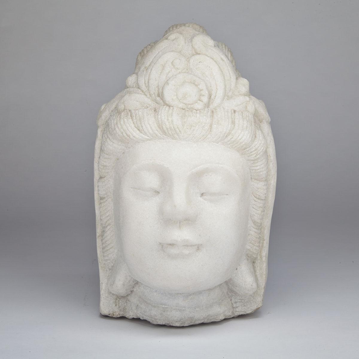 Marble Carved Head of Guanyin