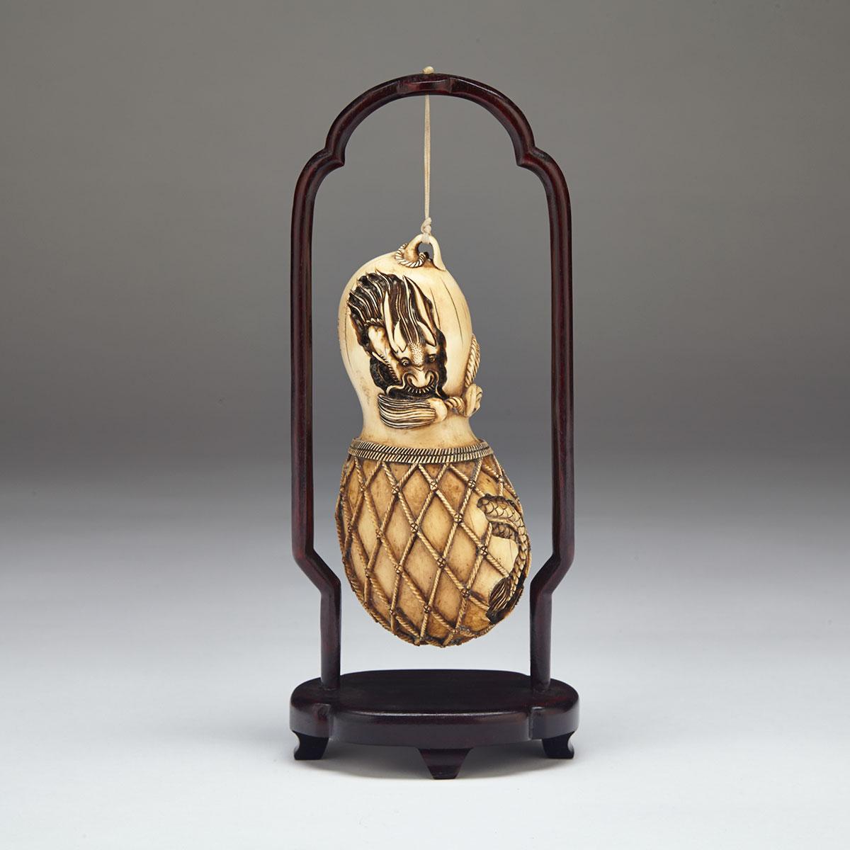 Ivory Carved Hanging Double Gourd, Circa 1940’s