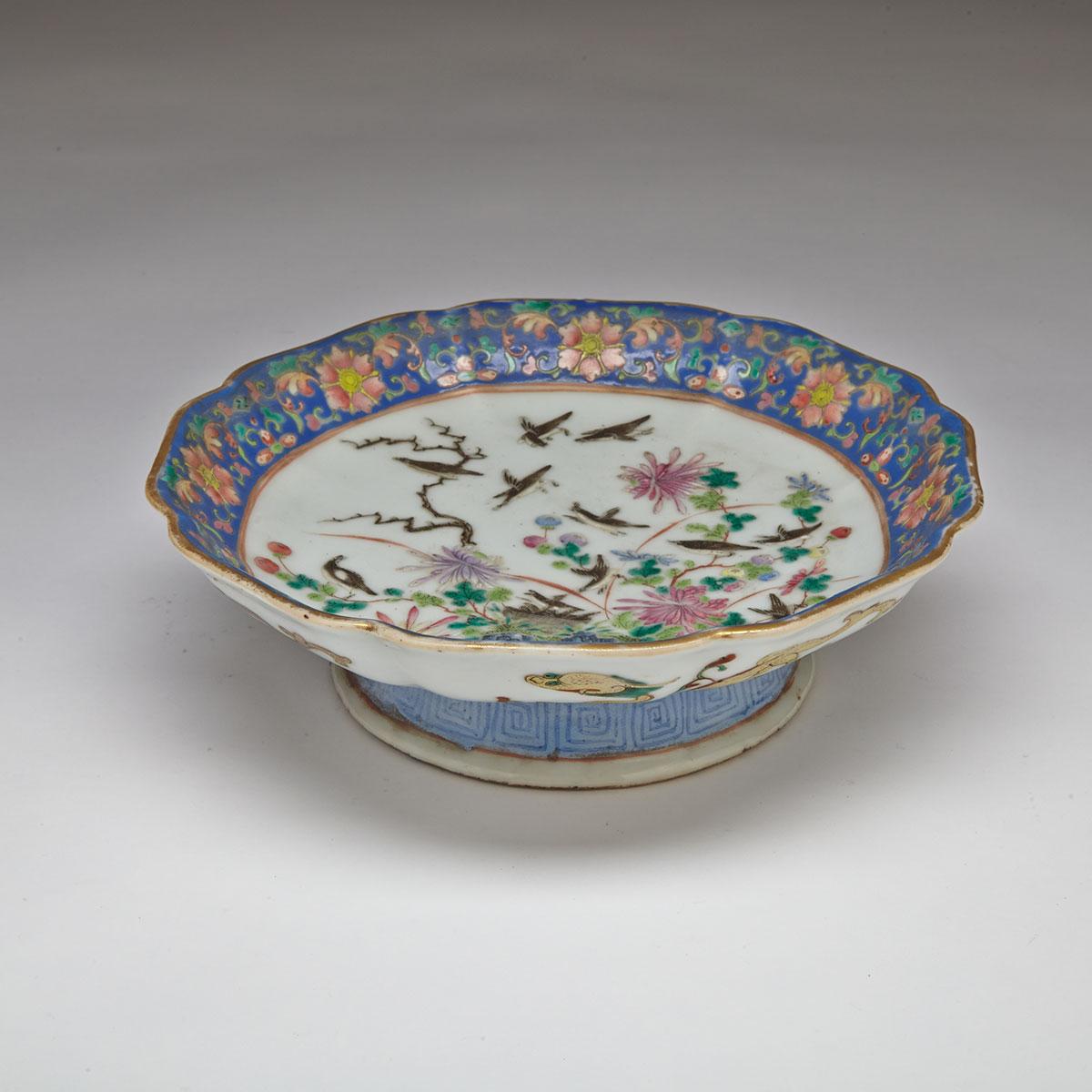 Famille Rose Footed ‘Magpie’ Bowl, Tongzhi Mark and Period (1862-1874)