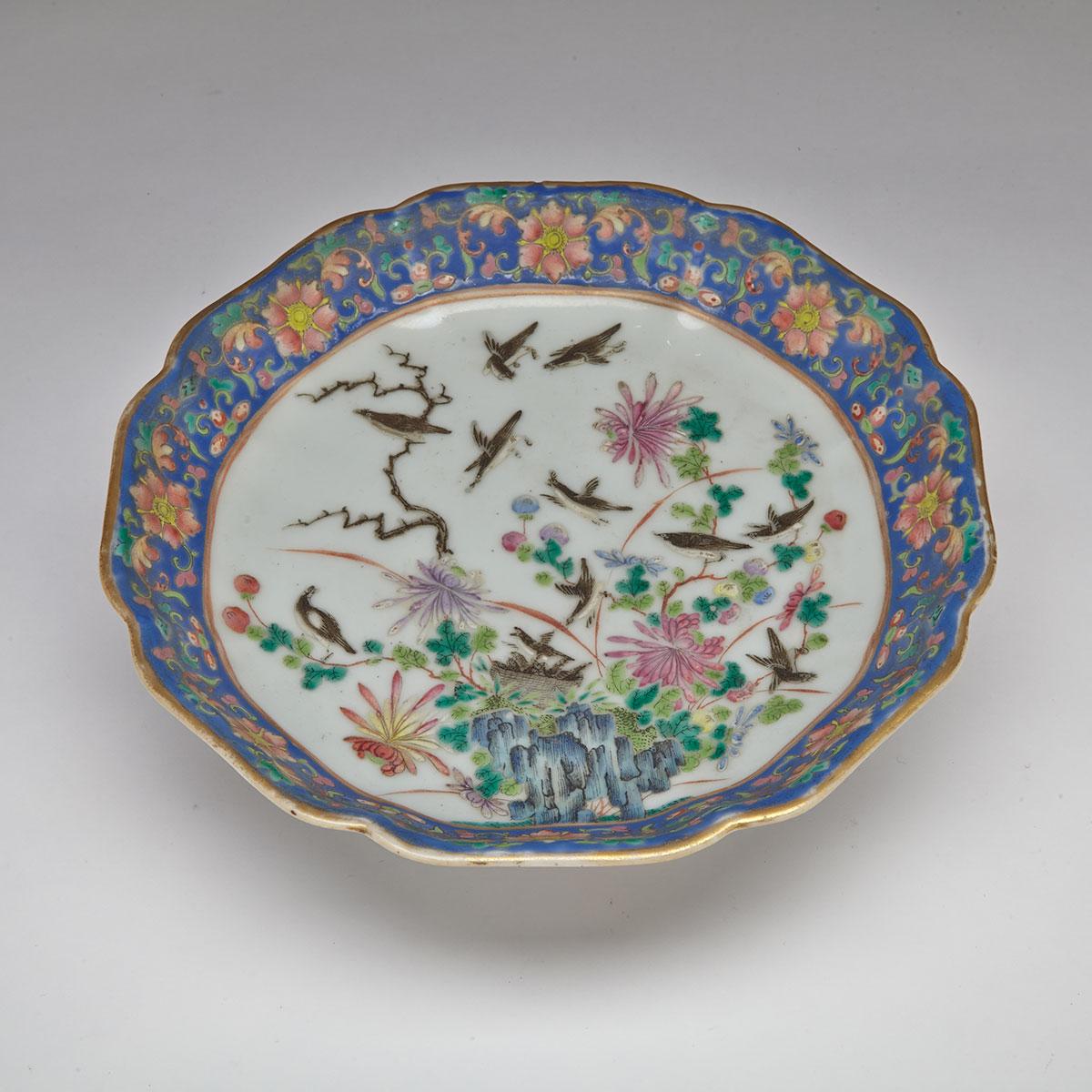 Famille Rose Footed ‘Magpie’ Bowl, Tongzhi Mark and Period (1862-1874)