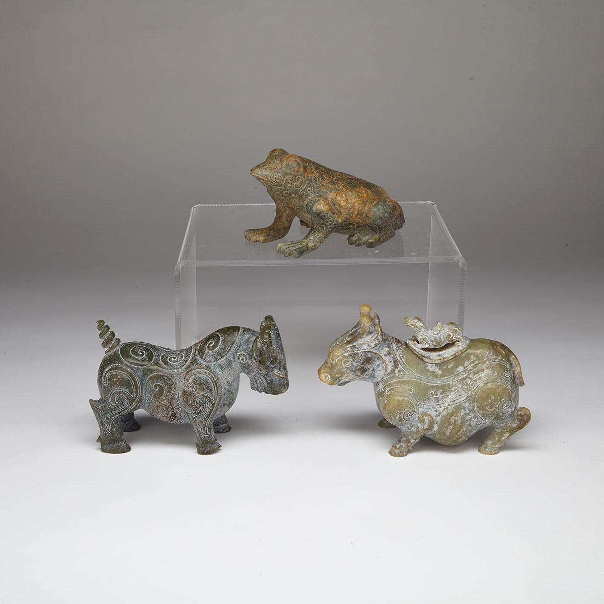 Group of Three Hardstone Animal Carvings 