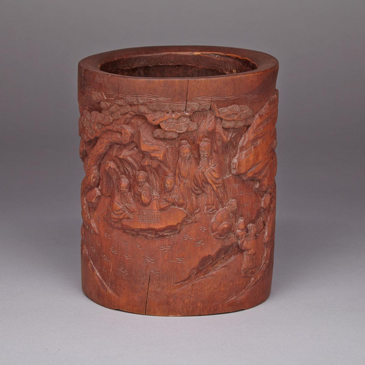 Bamboo Carved Brush Pot 