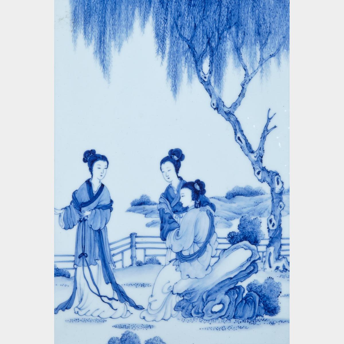 Blue and White Porcelain Panel, Mid-20th Century