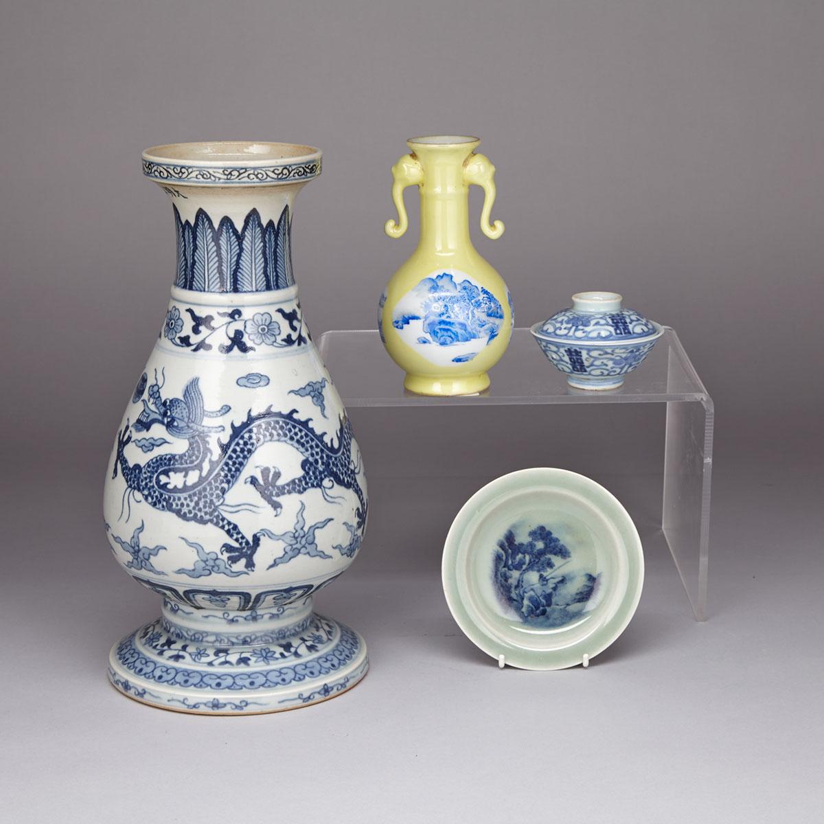 Group of Three Blue and White Wares