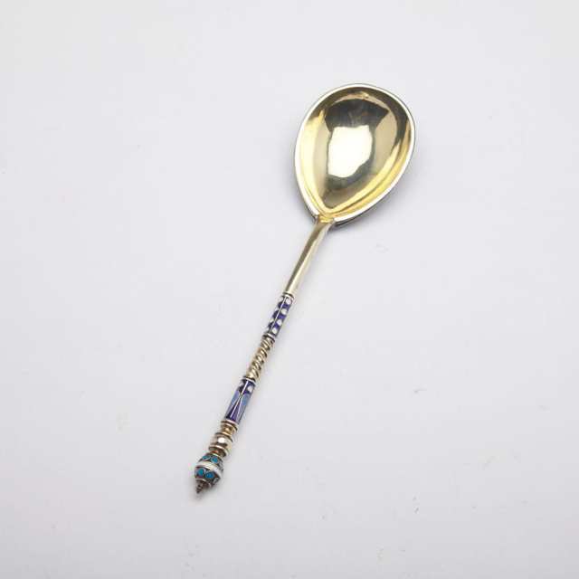 Russian Silver-Gilt and Cloisonné Enamel Spoon, Moscow, late 19th century