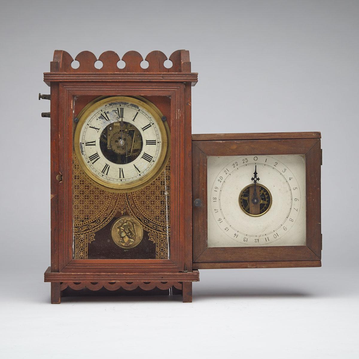 Waterbury Clock Co. Shelf Clock with Supplementary 24 Hour Dial, 19th century