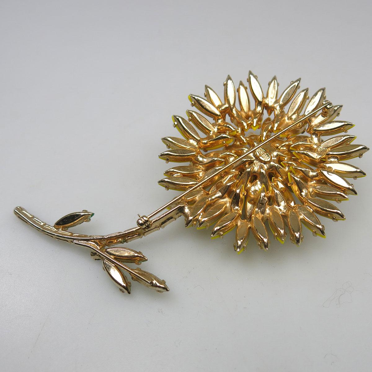 Weiss Gold Tone Floral Brooch