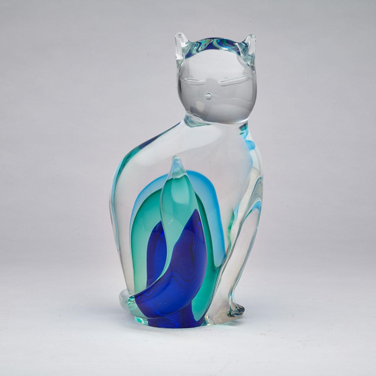 Murano Sommerso Glass Cat, Gino Onesto, 2009