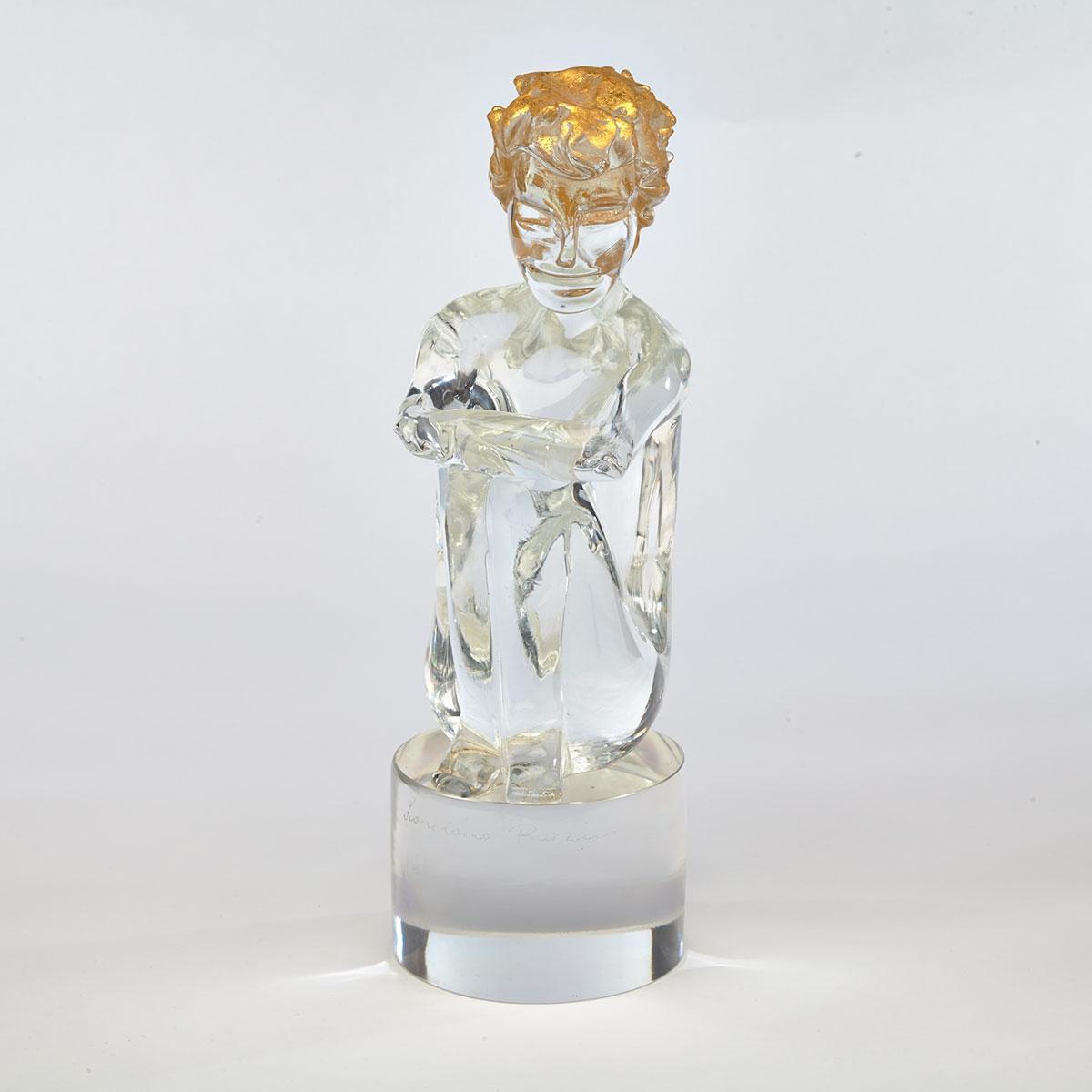 Loredano Rosin (Italian, 1936-1991), Glass Figure of a Seated Boy, 1970s