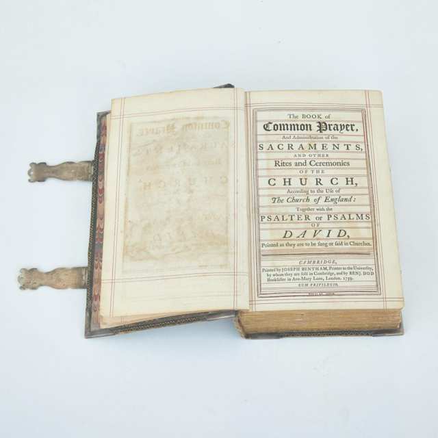George II Silver Mounted BOOK OF COMMON PRAYER, AND ADMINISTRATION OF THE SACRAMENTS, AND OTHER RITES AND CEREMONIES OF THE CHURCH, ACCORDING TO THE USE OF THE CHURCH OF ENGLAND; TOGETHER WITH THE PSALTER OR PSALMS OF DAVID, POINTED AS THEY ARE TO BE SUNG OR SAID IN CHURCHES, LONDON, 1759