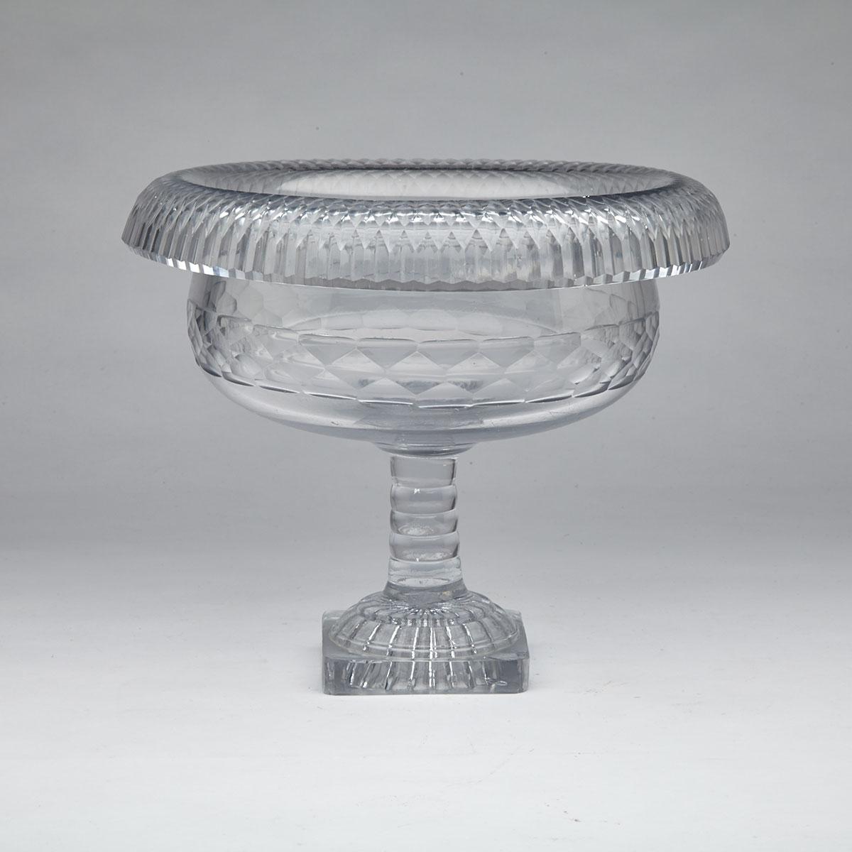 Anglo-Irish Cut Glass Pedestal Footed Circular Bowl, c.1800
