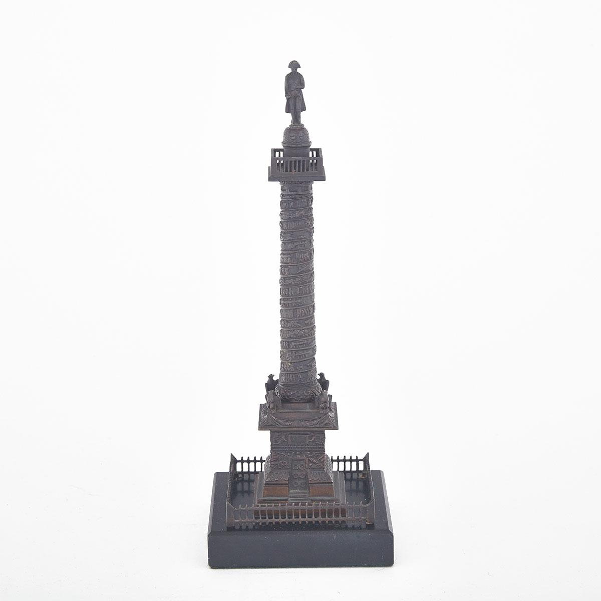 FRENCH ‘GRAND TOUR’ Patinated BRONZE MODEL OF THE PLACE VENDÔME COLUMN, MID 19TH CENTURY