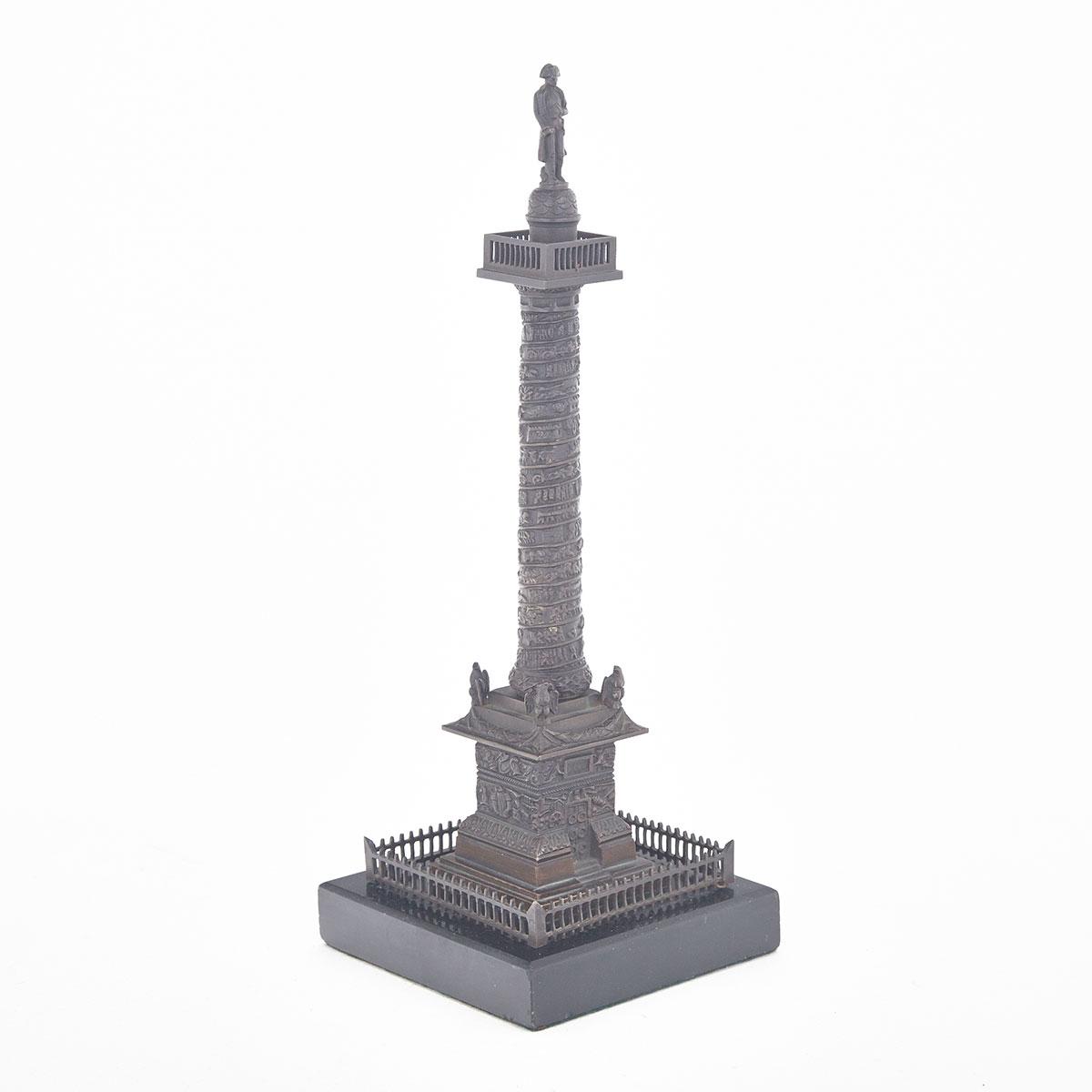 FRENCH ‘GRAND TOUR’ Patinated BRONZE MODEL OF THE PLACE VENDÔME COLUMN, MID 19TH CENTURY