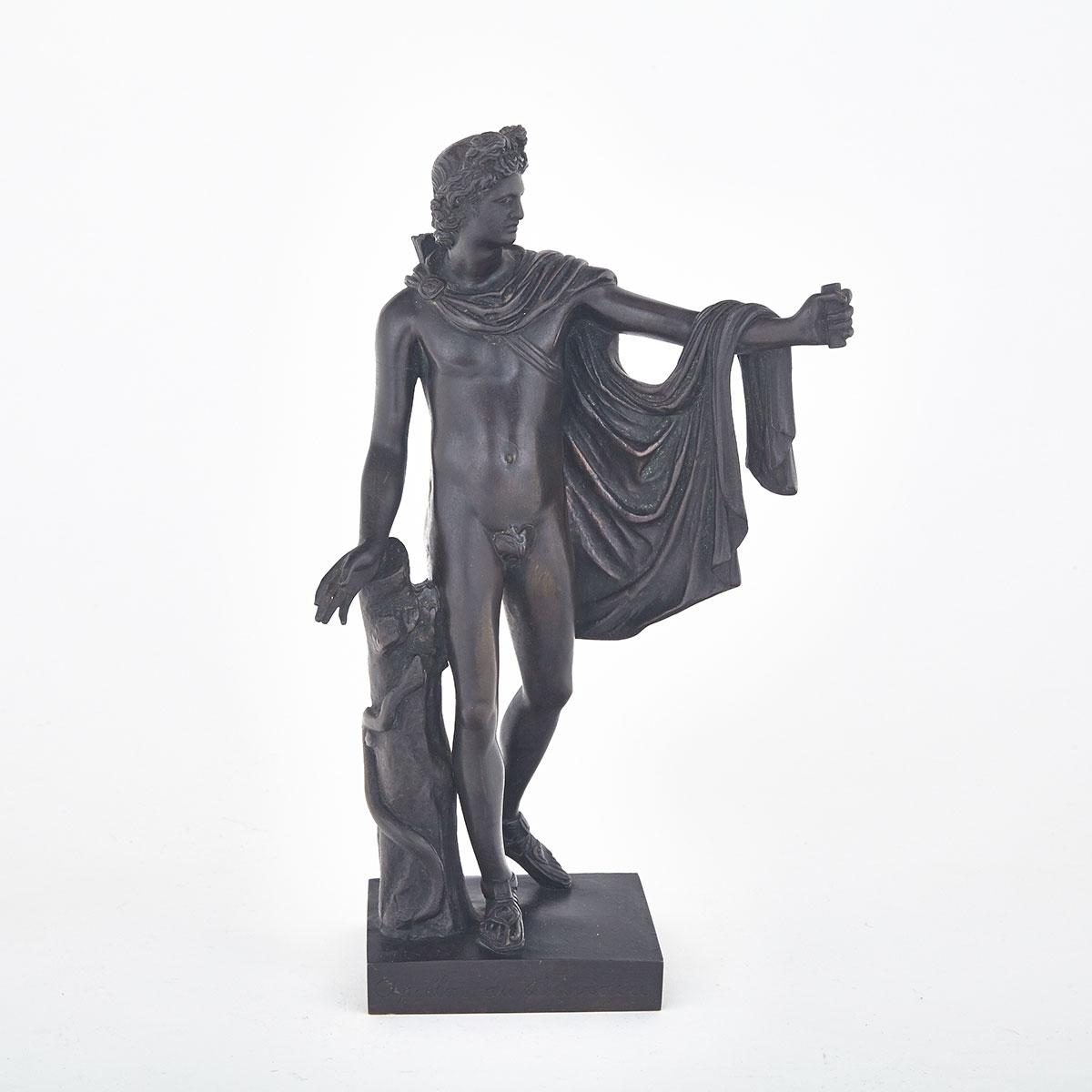 French ‘Grand Tour’ Patinated Bronze Model of The Apollo Belvedere, mid 19th century