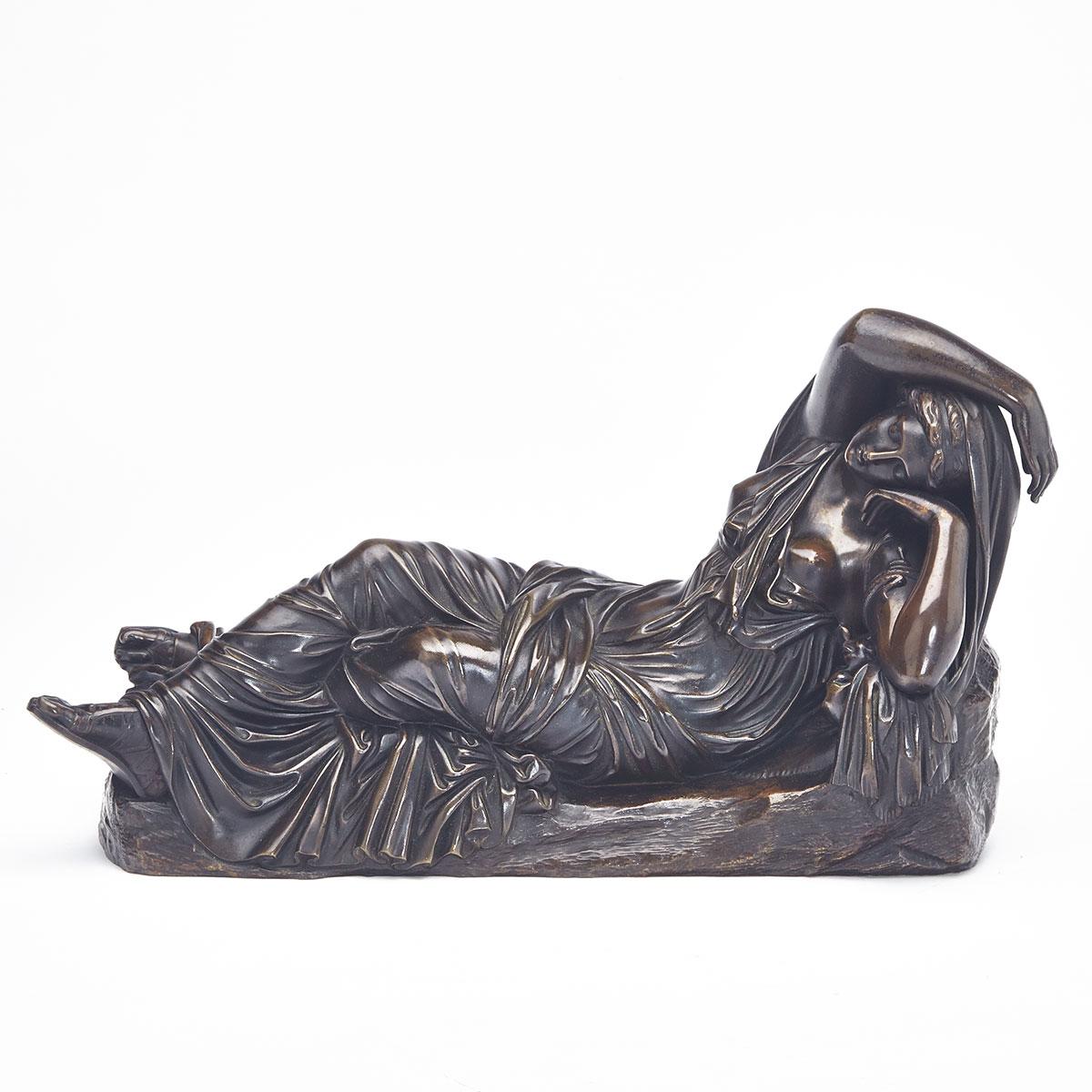 French Patinated Bronze Figure of the Sleeping Ariadne, After the Antique, 19th century