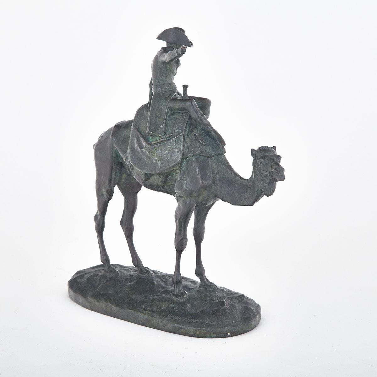 French Patinated Bronze Group of Napoleon on a Camel by Alfred Jacquemart (1824-1896), 19th century