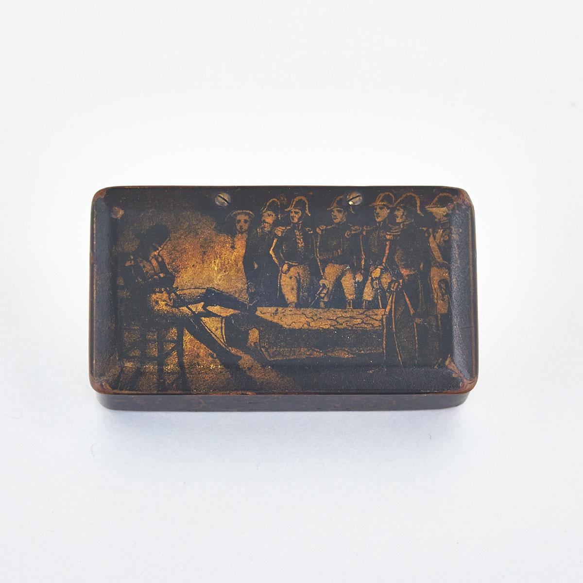 French Lacquer Snuff Box of Napoleonic interest, early 19th century