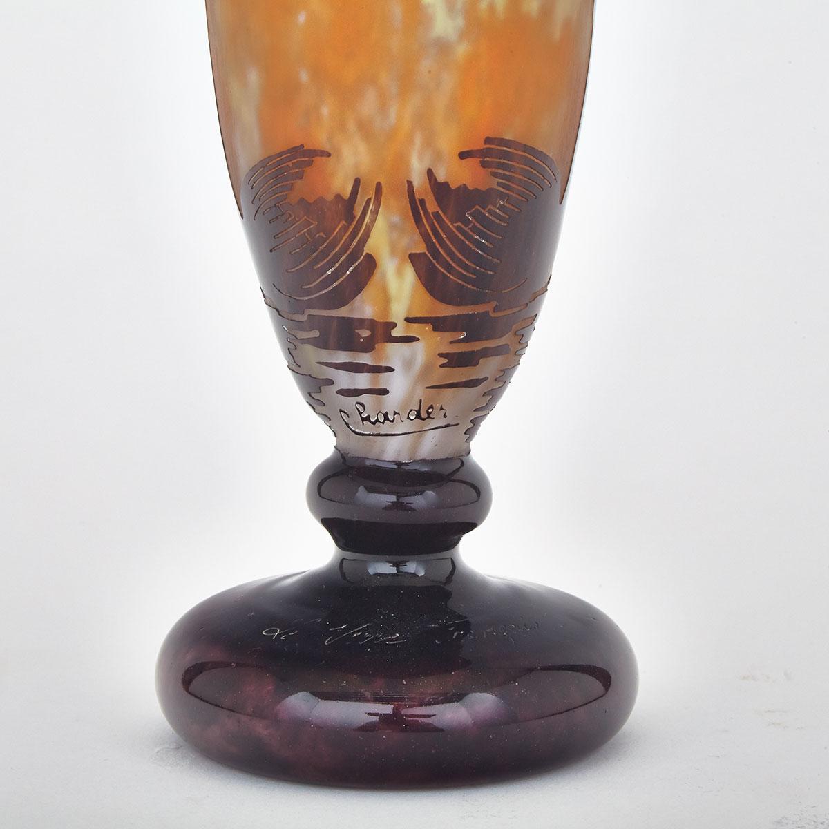 Le Verre Français Cameo Glass Vase, c.1925