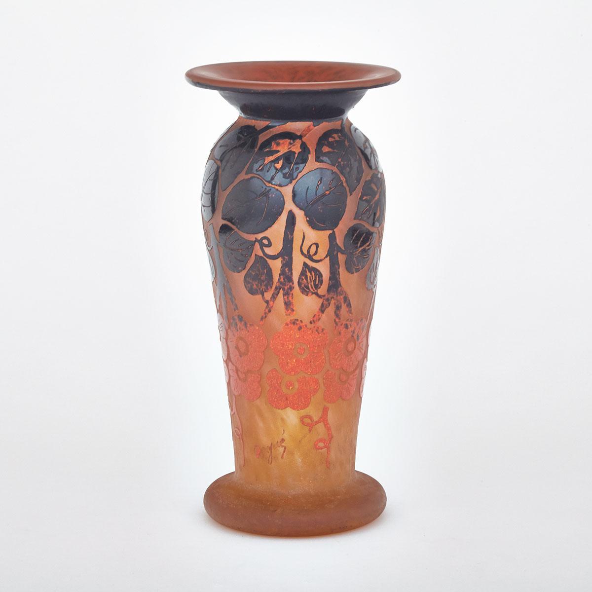 Degue Cameo Glass Vase, c.1925