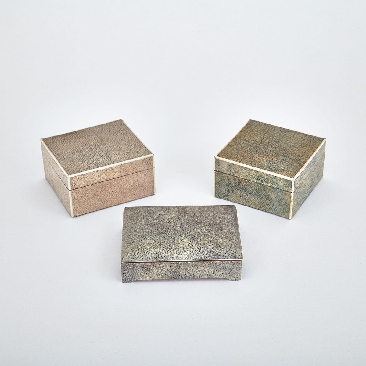 Three Edwardian Shagreen Cigarette Boxes, early 20th century 
