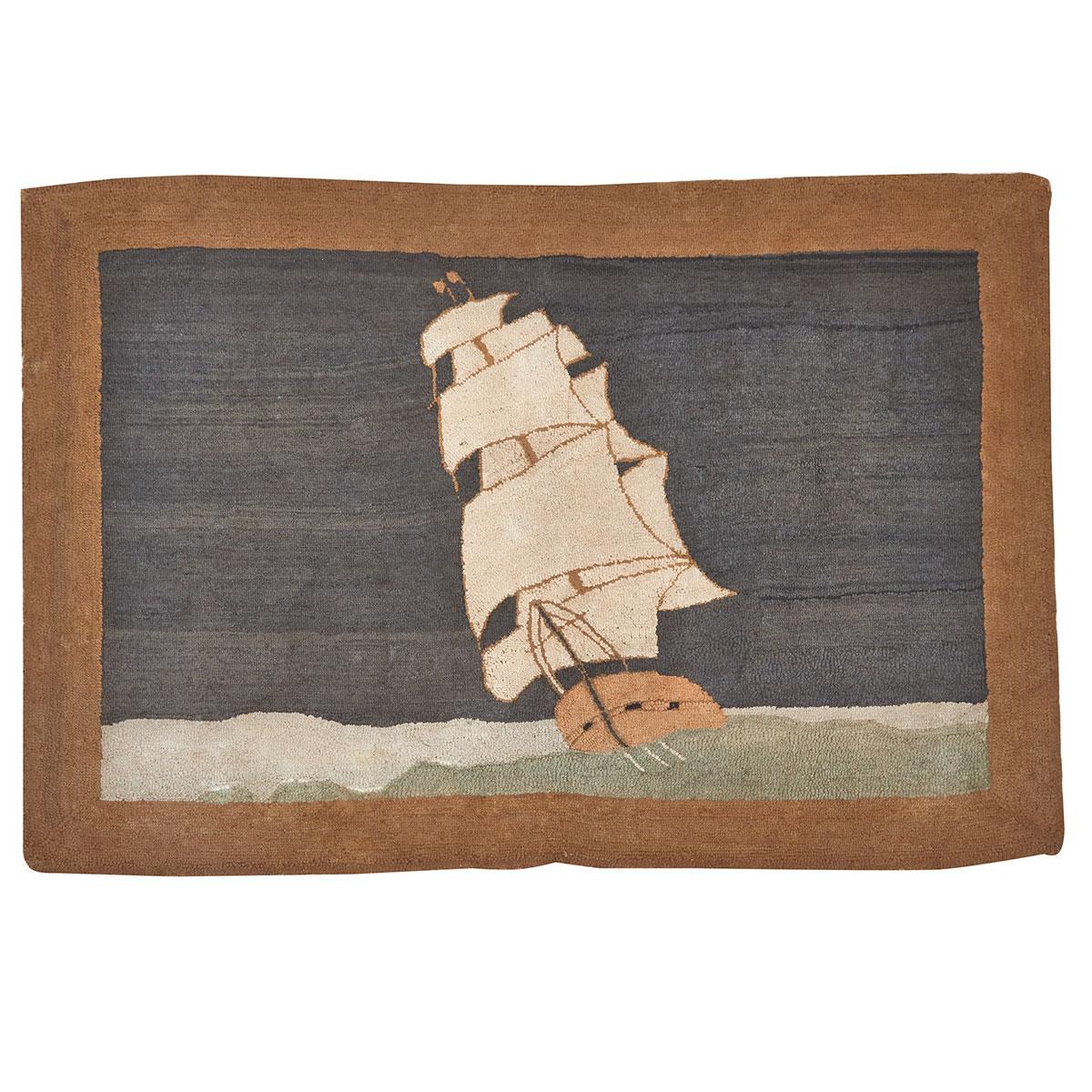 Early Grenfell Labrador Industries Hooked Mat, 1st quarter, 20th century
