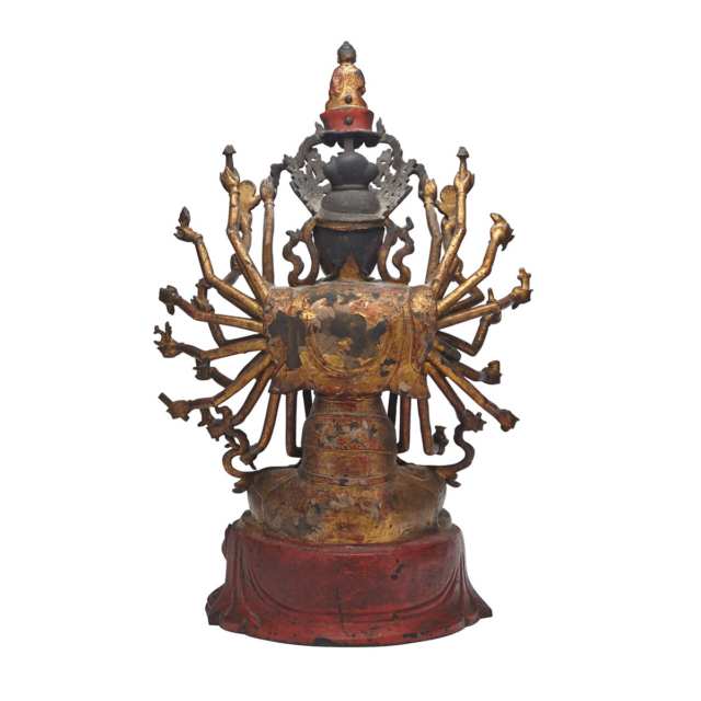 Large Gilt and Lacquered Bronze Figure of Thousand-Armed Avalokitesvara, China, 16th Century