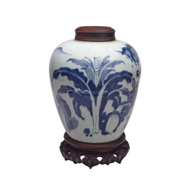 Blue and White Ginger Jar, Transitional Period, 17th Century