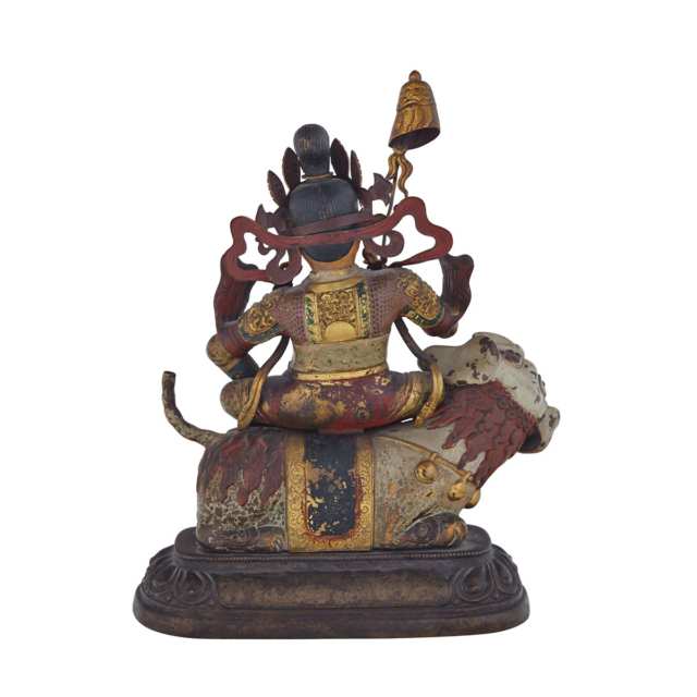 Polychromed Bronze Figure of Vaishravana, Tibeto-Chinese, 17th/18th Century