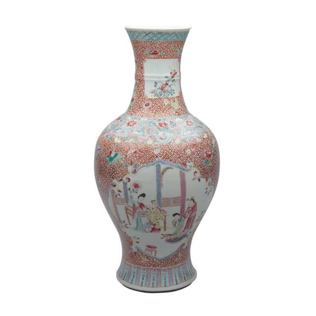 Famille Rose Figural Vase, Republican Period