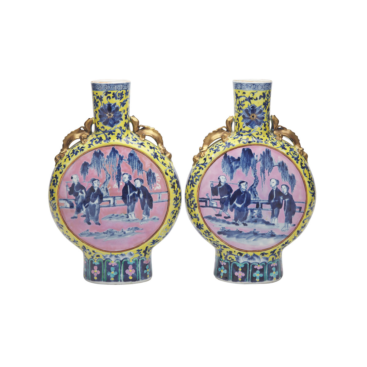 Pair of Blue and White Moonflasks, 19th Century