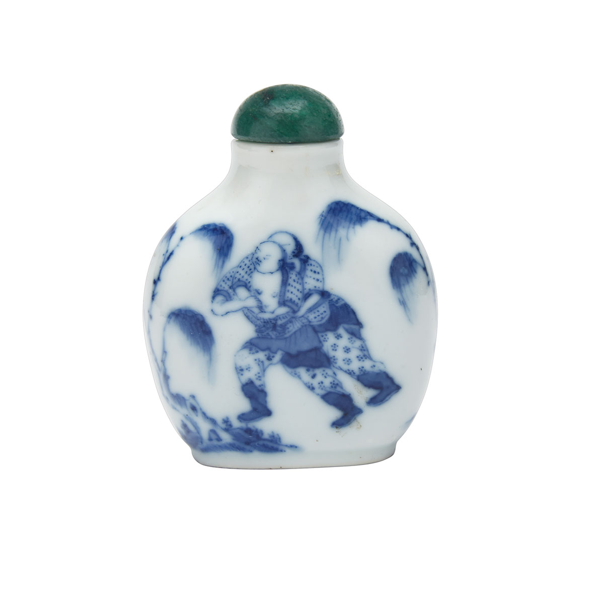 Blue and White Figural Snuff Bottle, Guyuexuan Mark, 19th Century