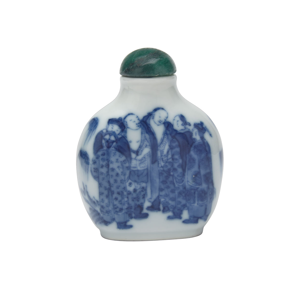 Blue and White Figural Snuff Bottle, Guyuexuan Mark, 19th Century