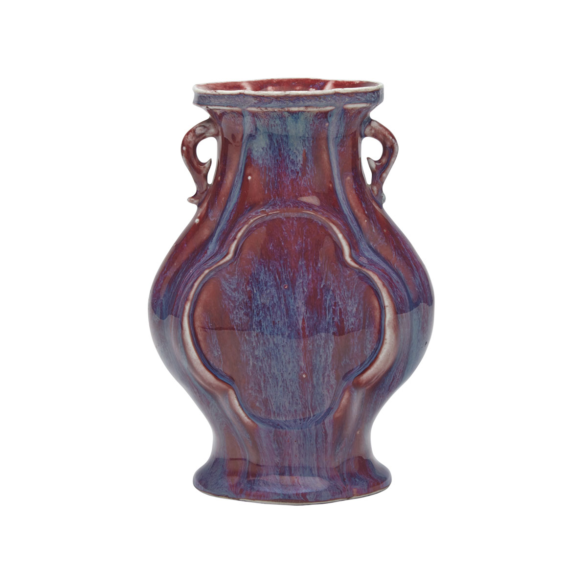 Flambé Glazed Lobed Vase, 19th Century