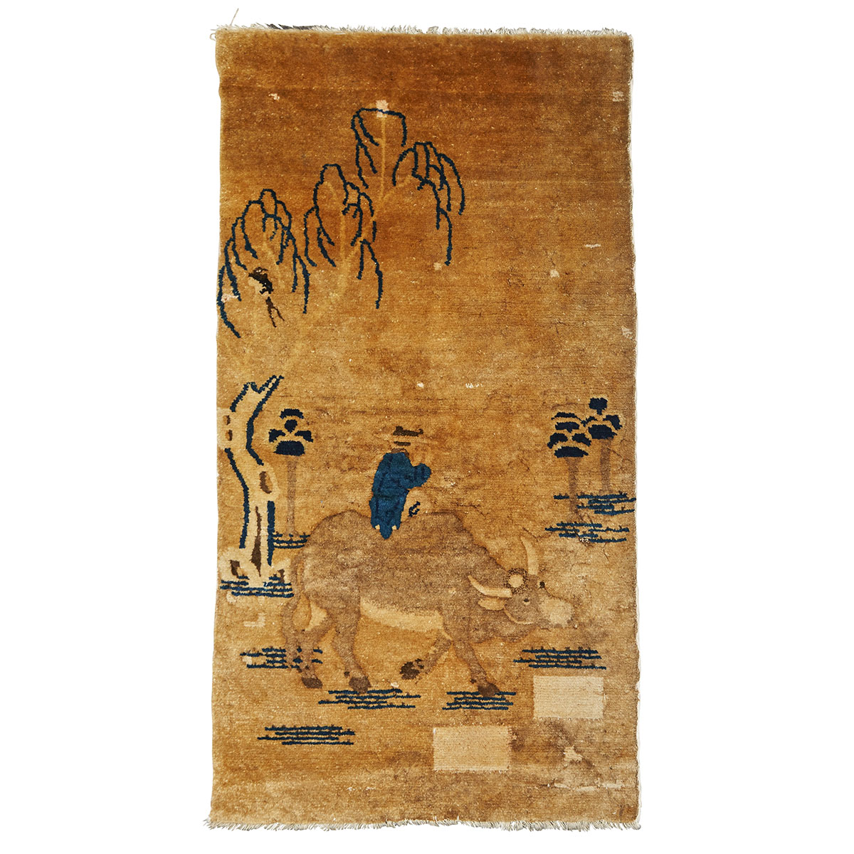 Yellow Ground Wool Prayer Rug, Tibet, 19th Century