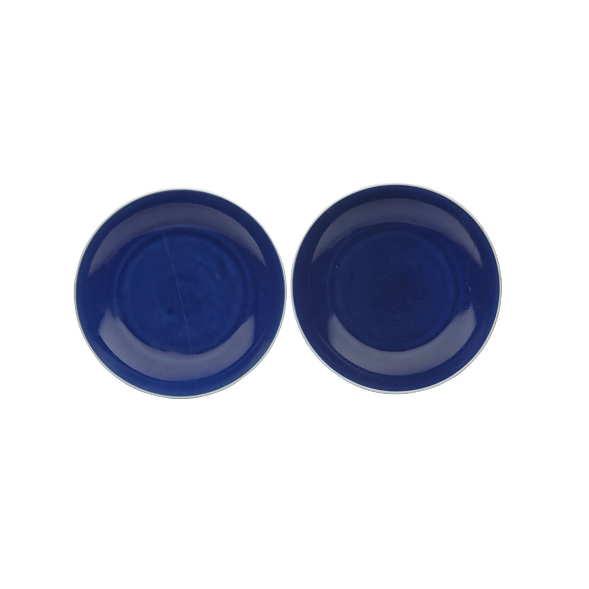Pair of Sacrificial Blue Dishes, Kangxi Mark and Period (1662-1722)