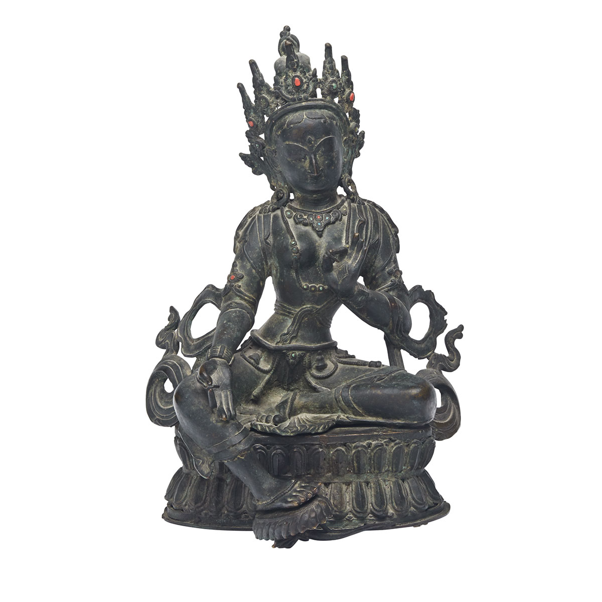 Bronze Seated Figure of Tara, Tibet, First-Half 20th Century