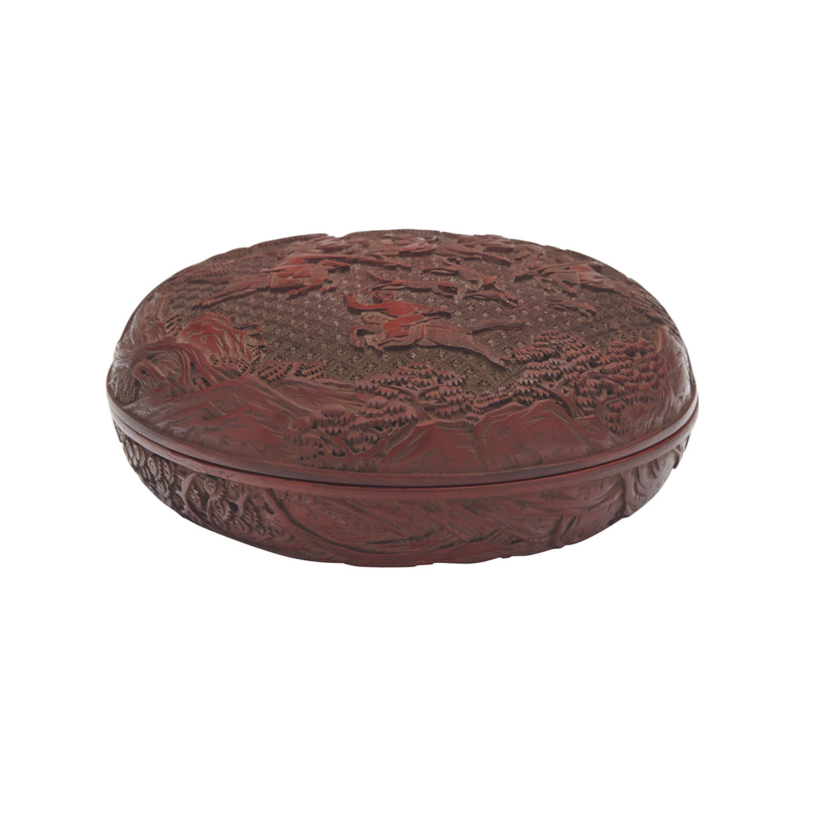 Red Lacquer Round Box and Cover, Early 20th Century
