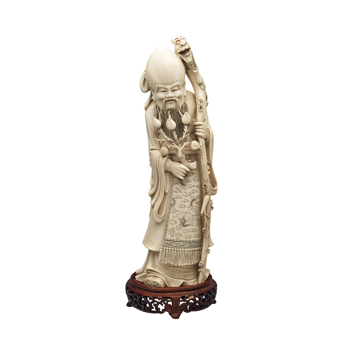 Large Ivory Carved Figure of Shoulao, Circa 1940’s
