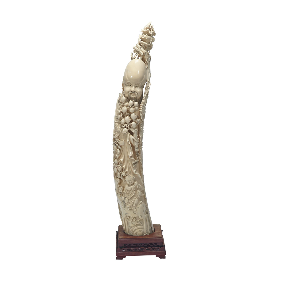 Extremely Large Ivory Carved Figure of Shoulao, Circa 1940’s