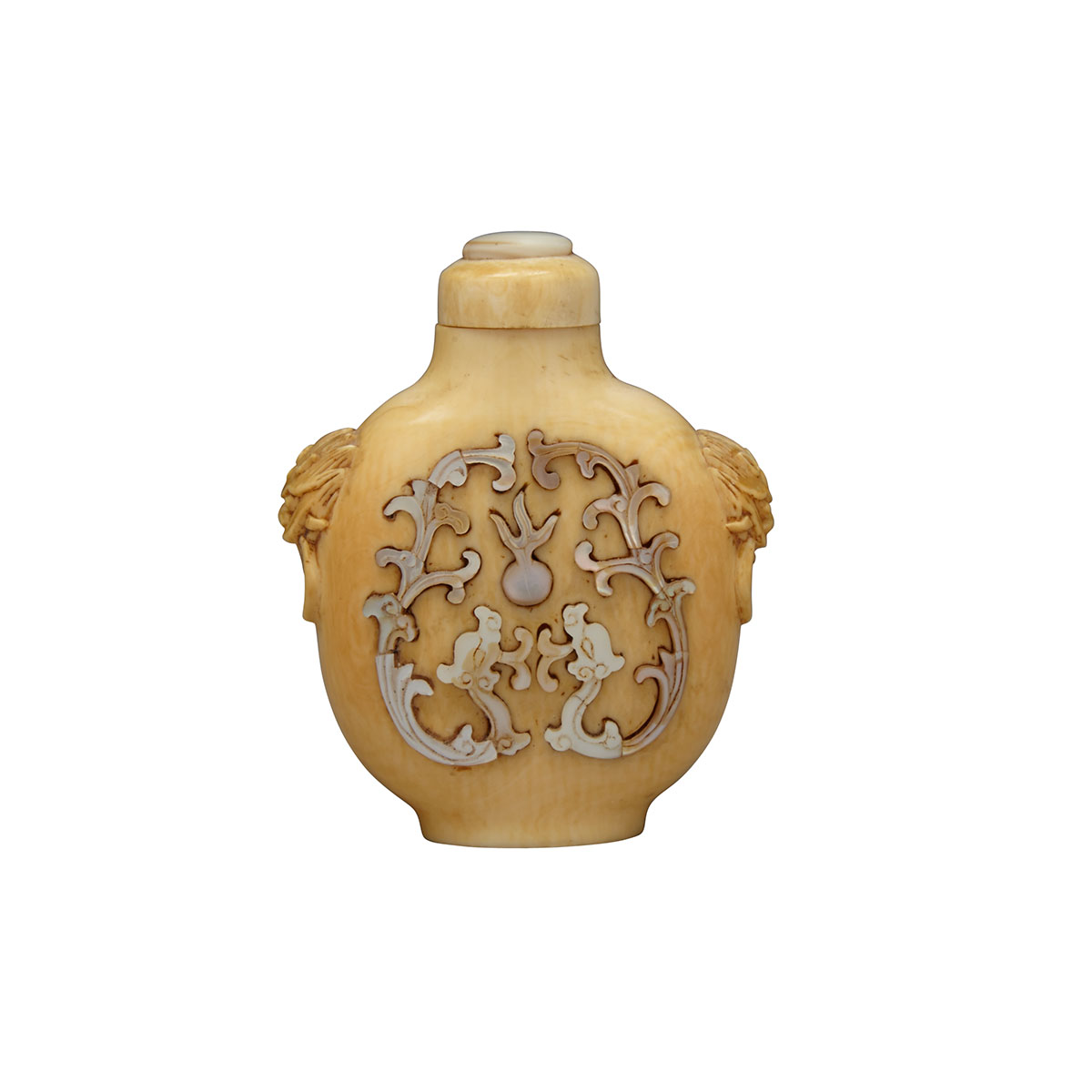 Ivory and Mother-Of-Pearl Carved Snuff Bottle, 19th Century